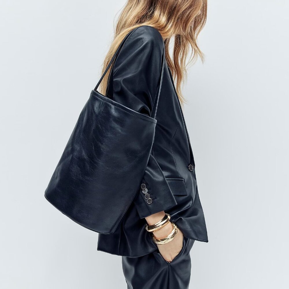 J.Crew Berkeley bucket bag in black leather